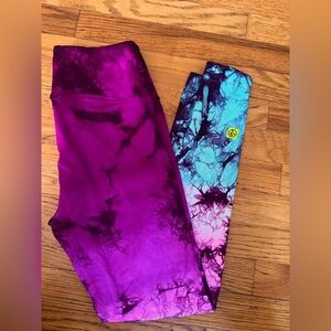 Zumba Fitness Purple and Blue Tie-Dye Leggings